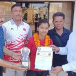 Yoga player Megha Singh was honored by the sports officer.