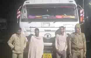 Major action by Behat police and revenue team, 2 trucks of illegal mining seized