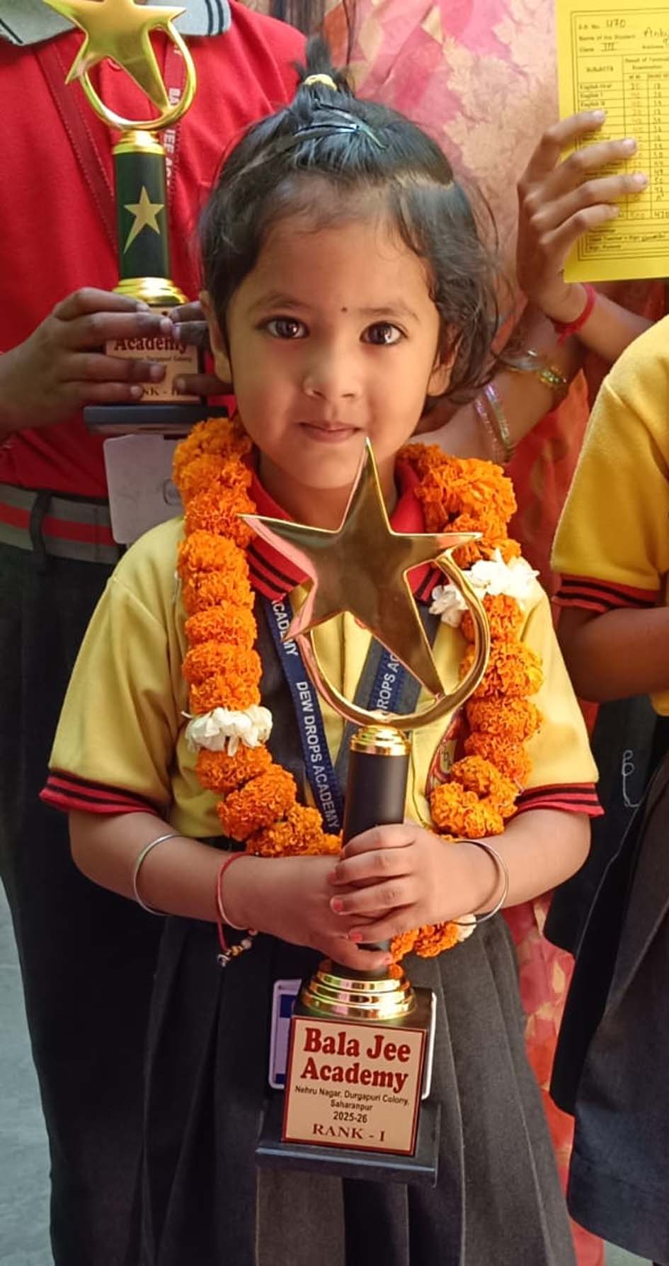 Nursery student Advita Pandey topped with 98 percent marks.