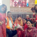 The temple premises reverberated with chants hailing the Mother Goddess, as the Vaishya Mahila Samiti offered prayers for the nation's prosperity.