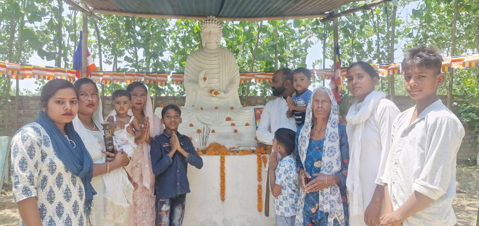 The sacred three-fold Buddha Purnima was celebrated with great joy at Mahamaya Buddha Vihar.