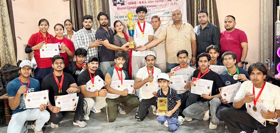 Players showed their strength in district level arm wrestling.