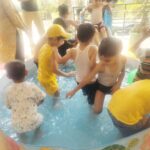 The children enjoyed the pool party and games.