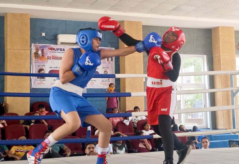 Boxers display their prowess in Sub-Junior Girls' Boxing.