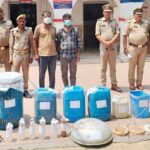 Illegal liquor distillery operating in the forest; two accused arrested with 220 liters of raw liquor and urea.