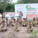NCC Girls' Battalion conveys the message of environmental conservation through a tree plantation drive.